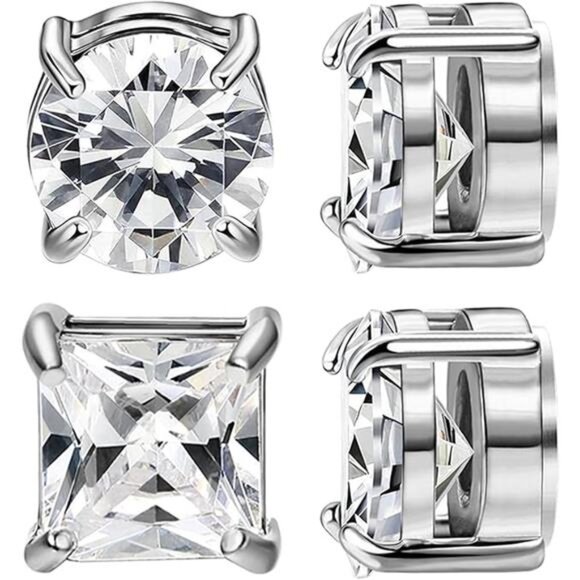 2 Pairs Stainless Steel Magnetic Stud Earrings for Men Magnetic - Picture 5 of 5